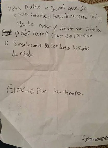 La emotiva carta de una niña para que un compañero de 